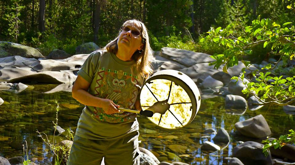 Judy Lynn Taylor with a shaman's drum